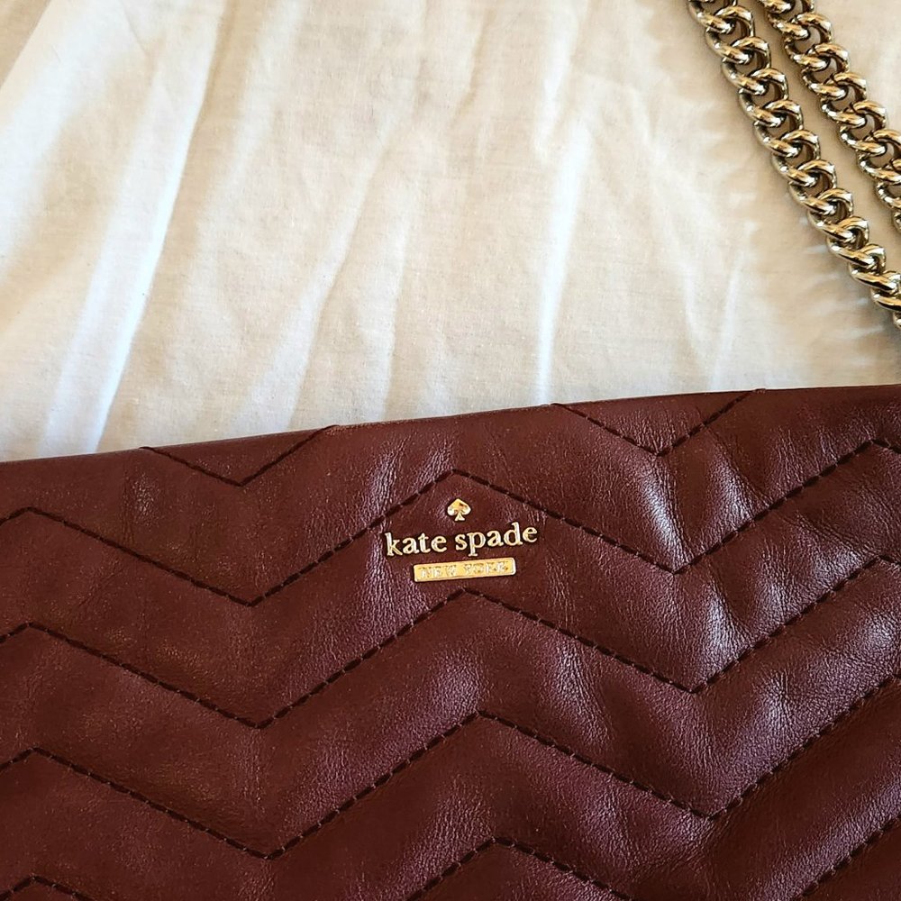 Kate Spade New York Maryanne Burgundy Leather Crossbody Bag - Picture 3 of 9